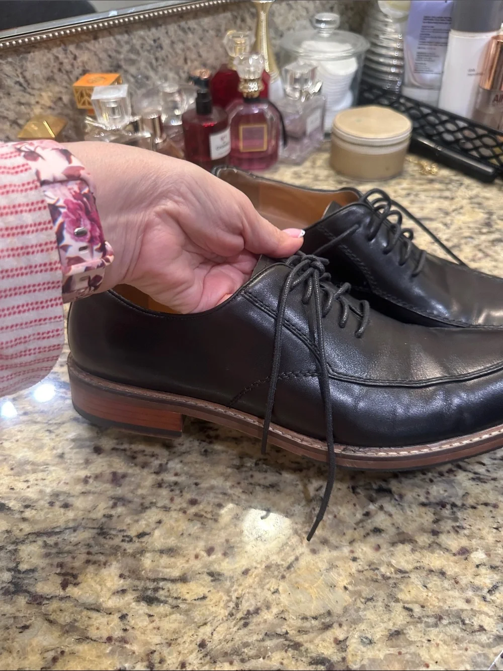 Classic Black Leather Derby Oxfords with Contrast Welt